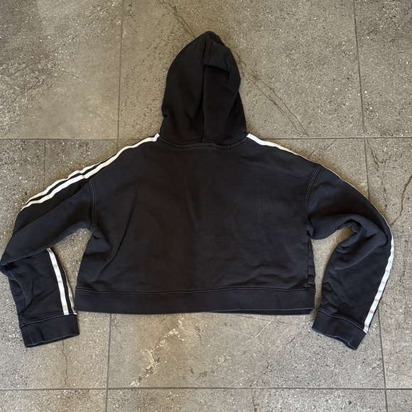 Adidas Black Hoodie with White Sleeve Stripes - Picture 3 of 3